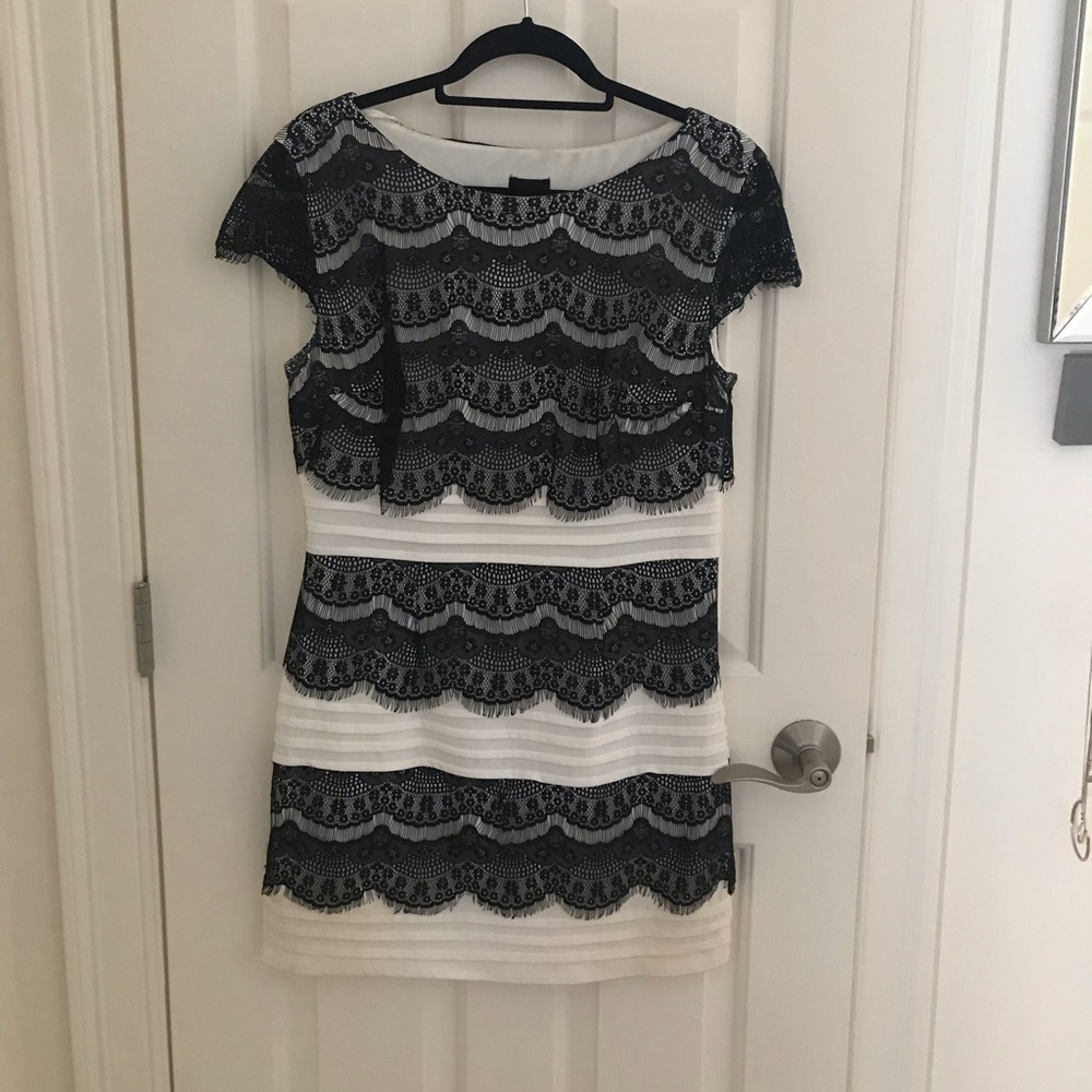 Black lace and white dress